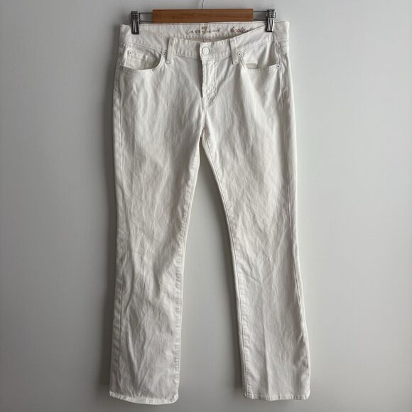 7 for All Mankind Jeans Women's 28 Bootcut White Denim Flare Low Rise 28x33 - Picture 1 of 9